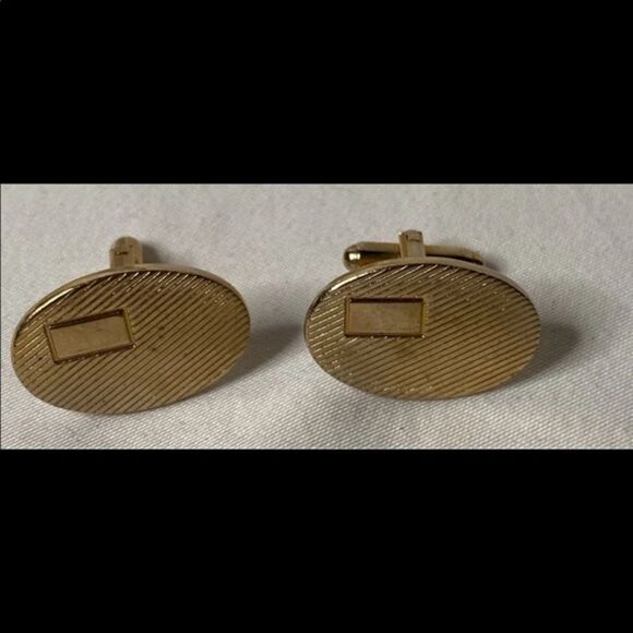 Vintage Art Deco Style Gold Cuff Links - Picture 2 of 3